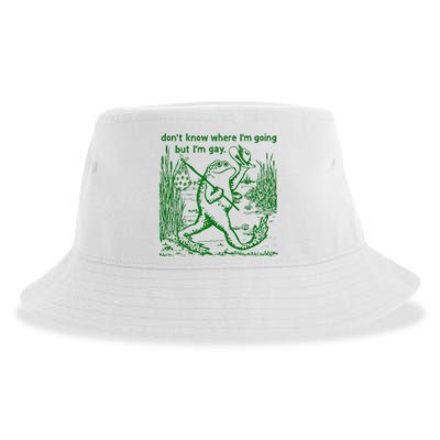 I DonT Know Where IM Going But IM Gay Frog Lgbt Pride Sustainable Bucket Hat