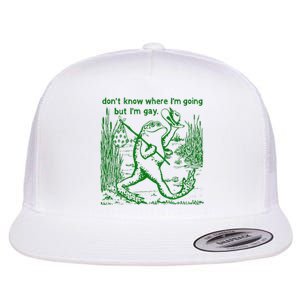 I DonT Know Where IM Going But IM Gay Frog Lgbt Pride Flat Bill Trucker Hat