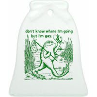 I DonT Know Where IM Going But IM Gay Frog Lgbt Pride Ceramic Bell Ornament