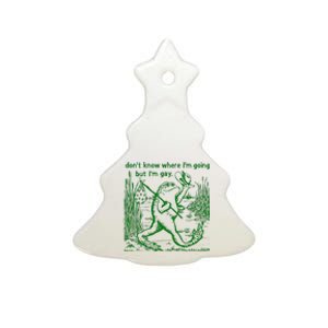 I DonT Know Where IM Going But IM Gay Frog Lgbt Pride Ceramic Tree Ornament