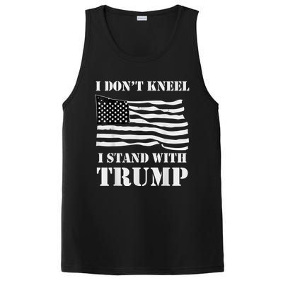 I Don't Kneel I Stand With Trump Tee USA Flag PosiCharge Competitor Tank