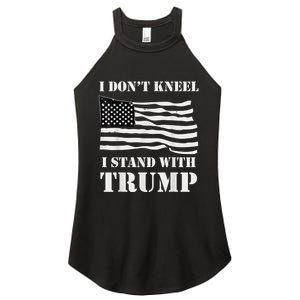 I Don't Kneel I Stand With Trump Tee USA Flag Women's Perfect Tri Rocker Tank