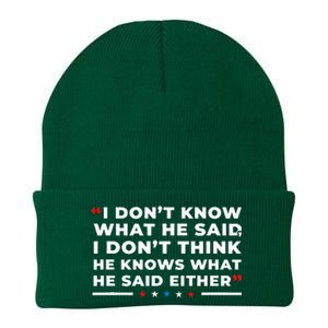 I Dont Know What He Said Funny Trump Presidential Debate Knit Cap Winter Beanie