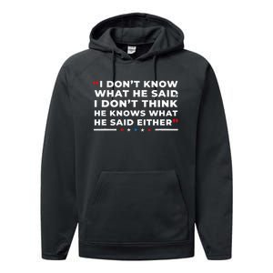 I Dont Know What He Said Funny Trump Presidential Debate Performance Fleece Hoodie