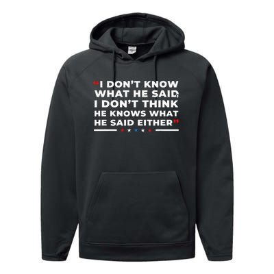 I Dont Know What He Said Funny Trump Presidential Debate Performance Fleece Hoodie