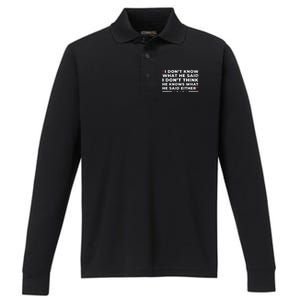 I Dont Know What He Said Funny Trump Presidential Debate Performance Long Sleeve Polo