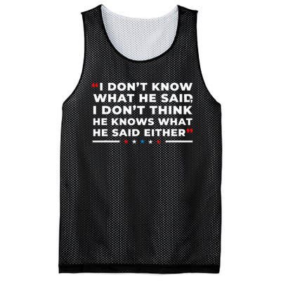 I Dont Know What He Said Funny Trump Presidential Debate Mesh Reversible Basketball Jersey Tank