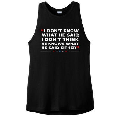 I Dont Know What He Said Funny Trump Presidential Debate Ladies PosiCharge Tri-Blend Wicking Tank