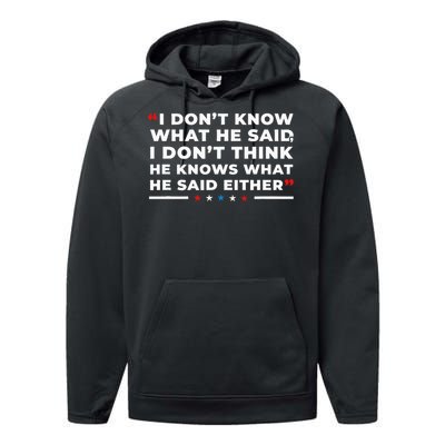 I Dont Know What He Said Funny Trump Presidential Debate Performance Fleece Hoodie