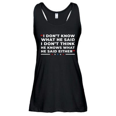 I Dont Know What He Said Funny Trump Presidential Debate Ladies Essential Flowy Tank