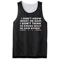 I Dont Know What He Said Funny Trump Presidential Debate Mesh Reversible Basketball Jersey Tank