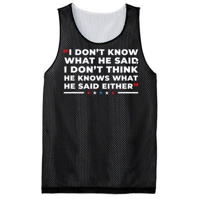 I Dont Know What He Said Funny Trump Presidential Debate Mesh Reversible Basketball Jersey Tank