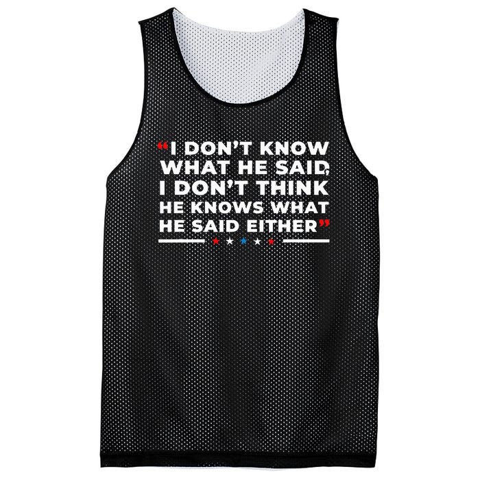 I Dont Know What He Said Funny Trump Presidential Debate Mesh Reversible Basketball Jersey Tank