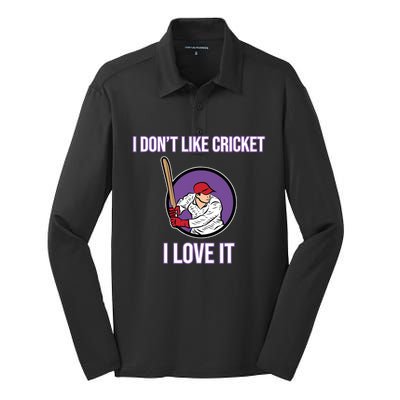 I Don't Like Cricket Sports Player Lover Team Coach Graphic Silk Touch Performance Long Sleeve Polo