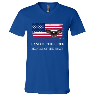 Independence Day Land Of The Free Because Of The Brave Gift V-Neck T-Shirt