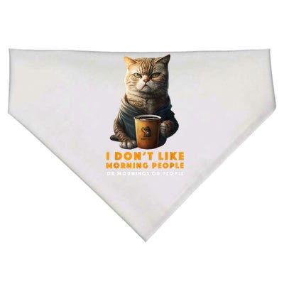 I Don't Like Morning People Or Mornings Or People Coffee Cat USA-Made Doggie Bandana