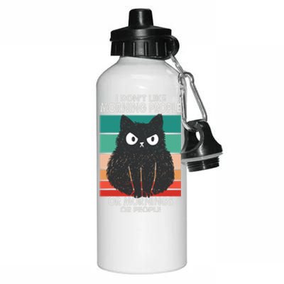 I Don't Like Morning People Or Mornings Or People Funny Cat Aluminum Water Bottle