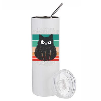 I Don't Like Morning People Or Mornings Or People Funny Cat Stainless Steel Tumbler