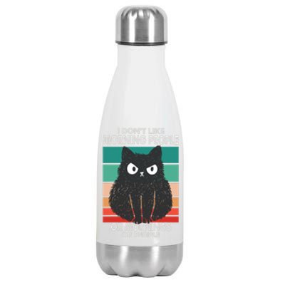 I Don't Like Morning People Or Mornings Or People Funny Cat Stainless Steel Insulated Water Bottle