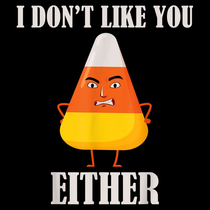 I Don't Like You Either Funny Halloween Candy Corn Drawstring Bag