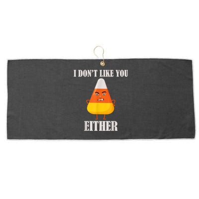 I Don't Like You Either Funny Halloween Candy Corn Large Microfiber Waffle Golf Towel