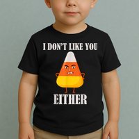 I Don't Like You Either Funny Halloween Candy Corn Toddler T-Shirt
