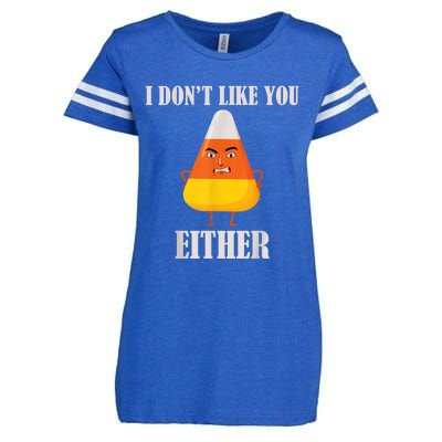 I Don't Like You Either Funny Halloween Candy Corn Enza Ladies Jersey Football T-Shirt