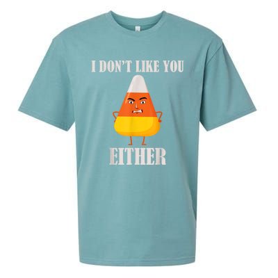 I Don't Like You Either Funny Halloween Candy Corn Sueded Cloud Jersey T-Shirt