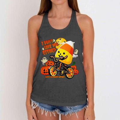 I DonT Like You Either Happy Halloween Anyway Funny Design Women's Knotted Racerback Tank