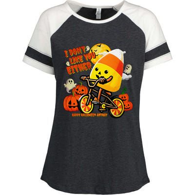 I DonT Like You Either Happy Halloween Anyway Funny Design Enza Ladies Jersey Colorblock Tee