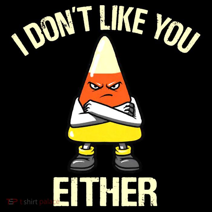 I Don't Like You Either Funny Halloween Candy Corn Drawstring Bag