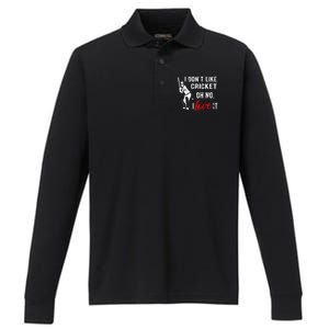 I Don't Like Cricket Oh No I Love It Cricket Player Performance Long Sleeve Polo