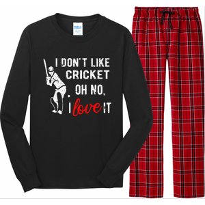 I Don't Like Cricket Oh No I Love It Cricket Player Long Sleeve Pajama Set