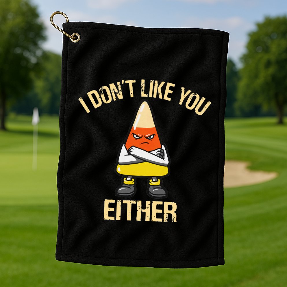 I DonT Like You Either Candy Corn Golf Towel