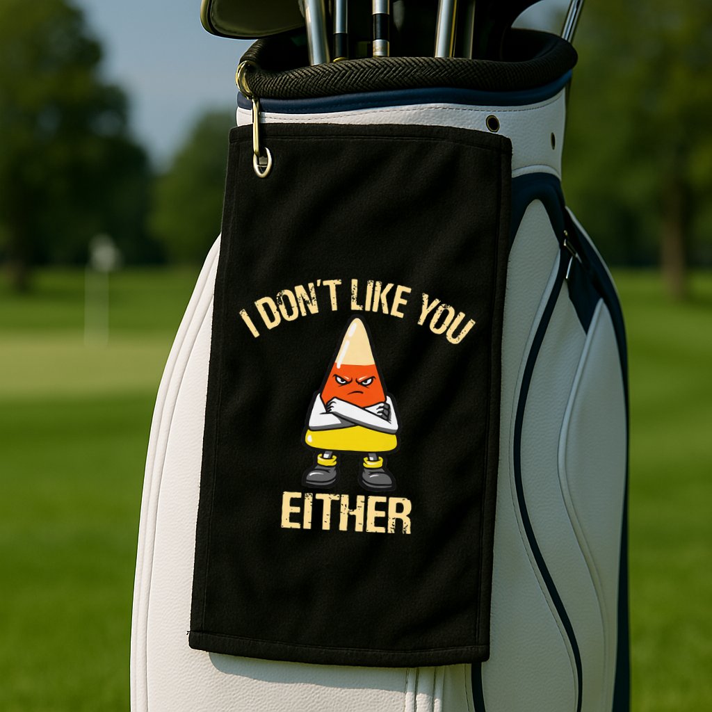 I DonT Like You Either Candy Corn Golf Towel