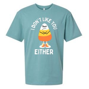 I Dont Like You Either Candy Corn Sarcastic Funny Halloween Sueded Cloud Jersey T-Shirt