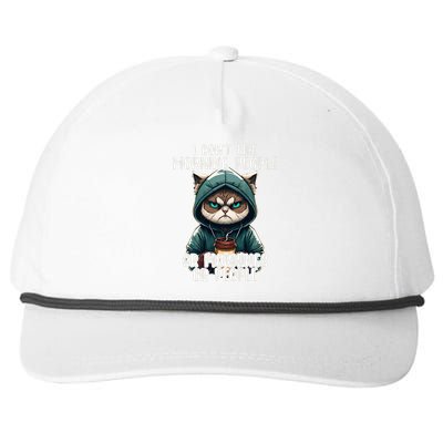 I Dont Like Morning People Coffee & Sarcastic Cat Grumpy Snapback Five-Panel Rope Hat