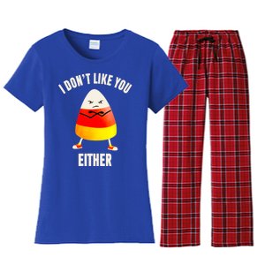 I Dont Like You Either Funny Halloween Candy Corn Women's Flannel Pajama Set