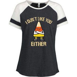 i don't like you either candy corn Enza Ladies Jersey Colorblock Tee