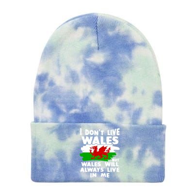 I Don't Live Wales But Wales Will Always Live In Me Tie Dye 12in Knit Beanie