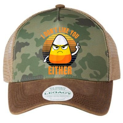 I Don't Like You Either Funny Candy Corn Halloween Legacy Tie Dye Trucker Hat