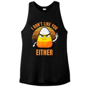 I Don't Like You Either Funny Candy Corn Halloween Ladies PosiCharge Tri-Blend Wicking Tank