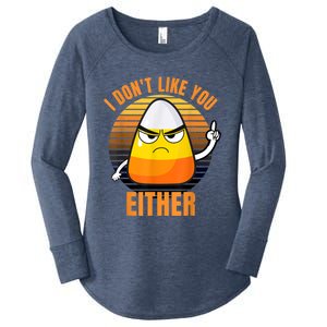 I Don't Like You Either Funny Candy Corn Halloween Women's Perfect Tri Tunic Long Sleeve Shirt