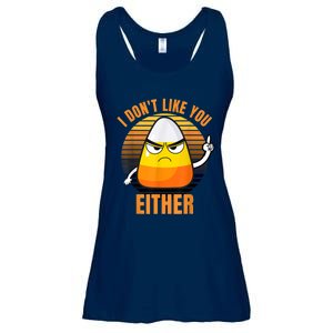 I Don't Like You Either Funny Candy Corn Halloween Ladies Essential Flowy Tank