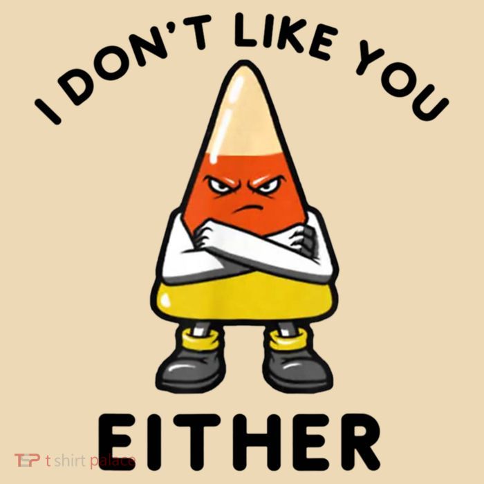 I Don't Like You Either Funny Halloween Candy Corn Drawstring Bag