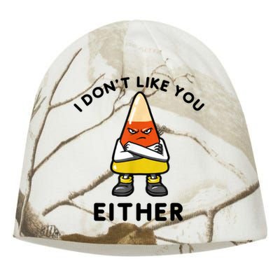 I Don't Like You Either Funny Halloween Candy Corn Kati - Camo Knit Beanie