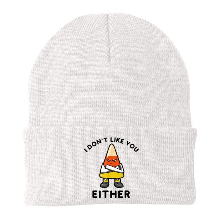 I Don't Like You Either Funny Halloween Candy Corn Knit Cap Winter Beanie