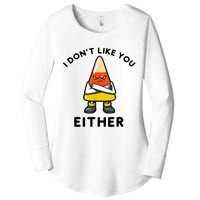 I Don't Like You Either Funny Halloween Candy Corn Women's Perfect Tri Tunic Long Sleeve Shirt