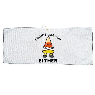 I Don't Like You Either Funny Halloween Candy Corn Large Microfiber Waffle Golf Towel