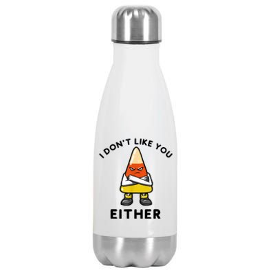 I Don't Like You Either Funny Halloween Candy Corn Stainless Steel Insulated Water Bottle